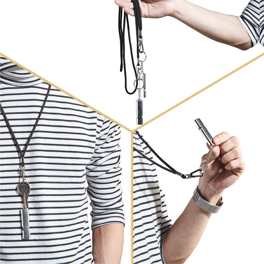 صفارات الطوارئ إنقاذ السلامة صافرة الاطفال الإنقاذ إشارة بصوت عال صفارة إنقاذ مع الحبل وسلسلة المفاتيح للخارجية