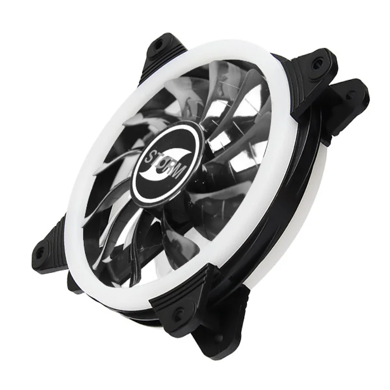 AONE Double Ring Fan 120 White System Cooler 120mm Fan Low noise Cooling Fan