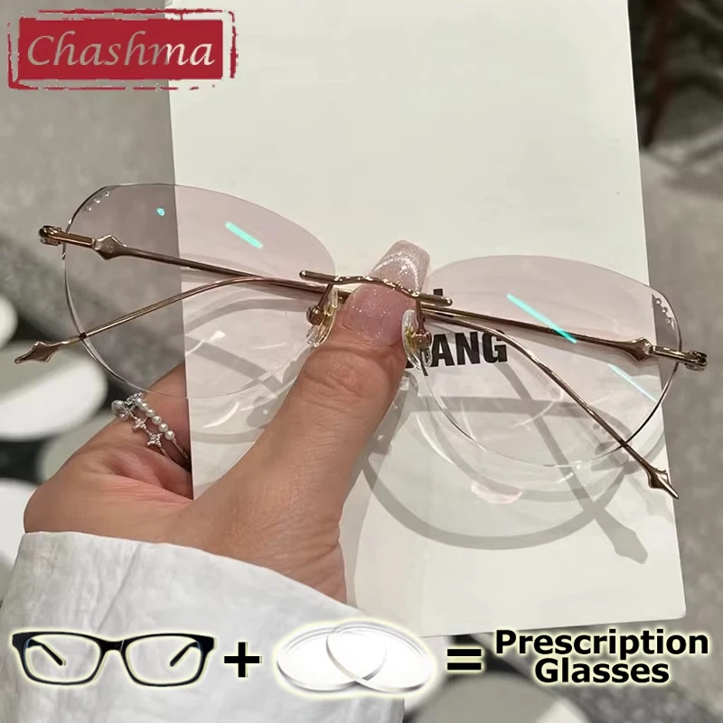 

Chashma очки по рецепту женские элегантные оправы для очков без оправы титановые очки с ромбовидной отделкой рецепт линзы очки