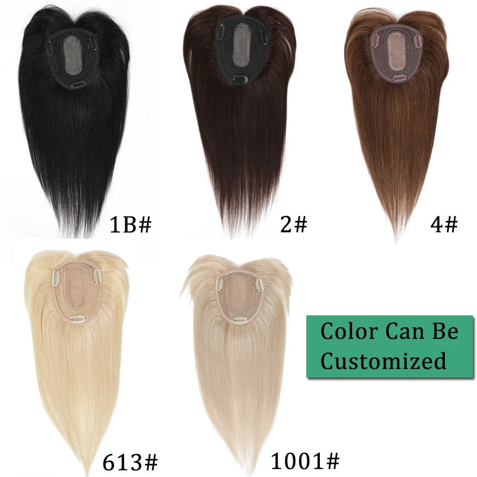 12x13cm Straight Human Hair Topper With Bangs for Women European Invisible 3D Hair Toupee Clips In Hair Extensions Hairpiece