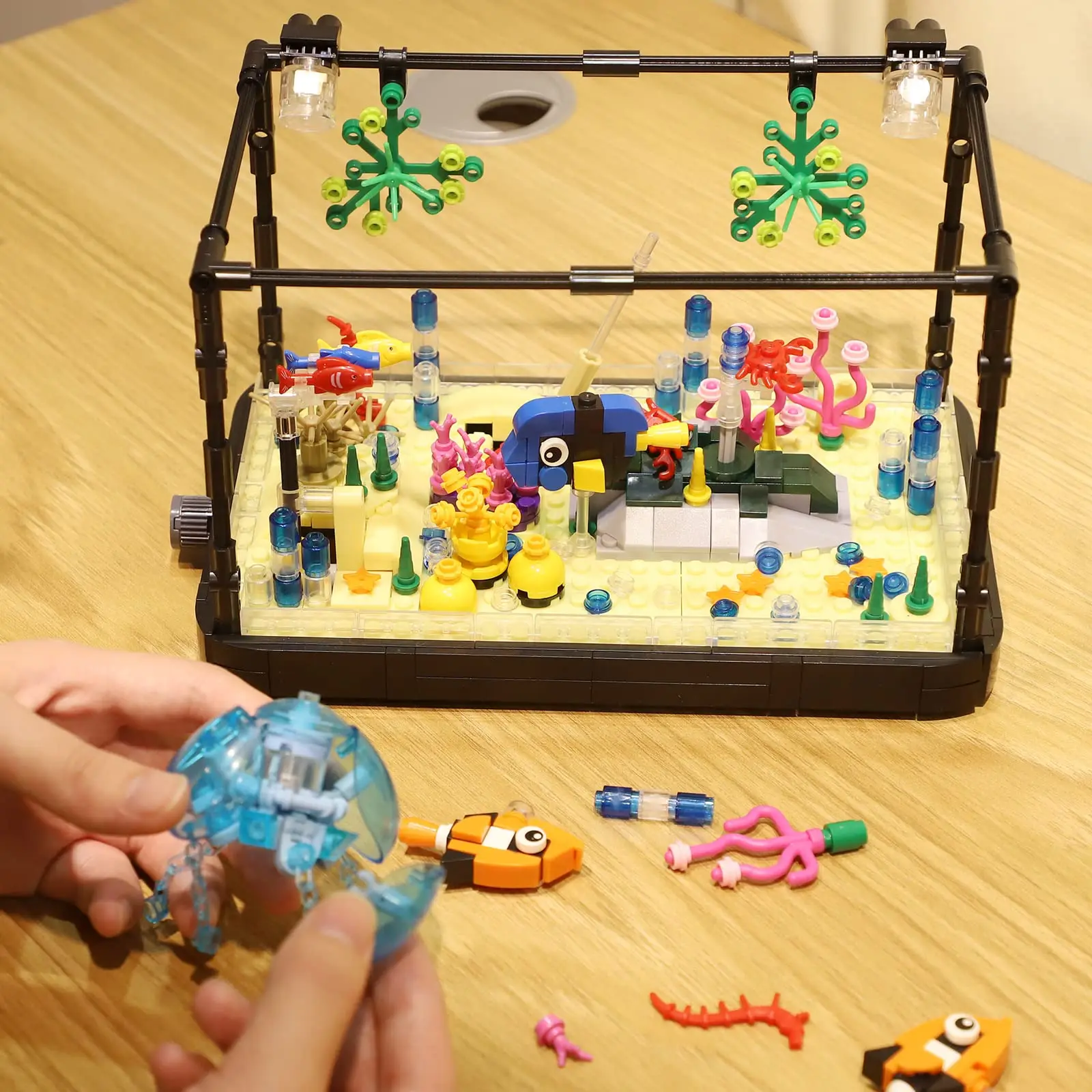 

DIY Fish Tank Aquarium Decoration Building Block Sets for Adult Lighting Bricks Sets Kits Marine Life Toys STEM Education Toy