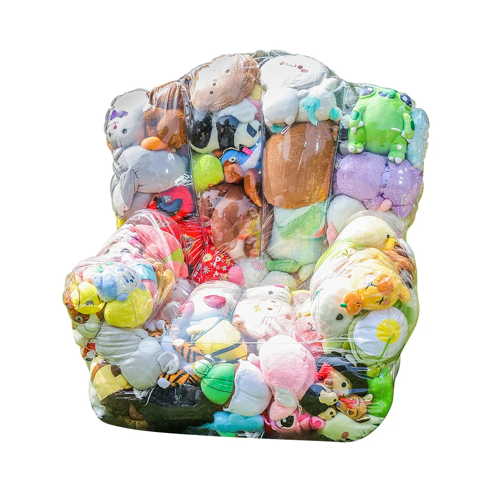 1PC Stuffed Animal Storage Chair Cover Transparent PVC Plush Toy Organizer Bean Bag Seat Cover Large Capacity Kids Room Furnitur view 6