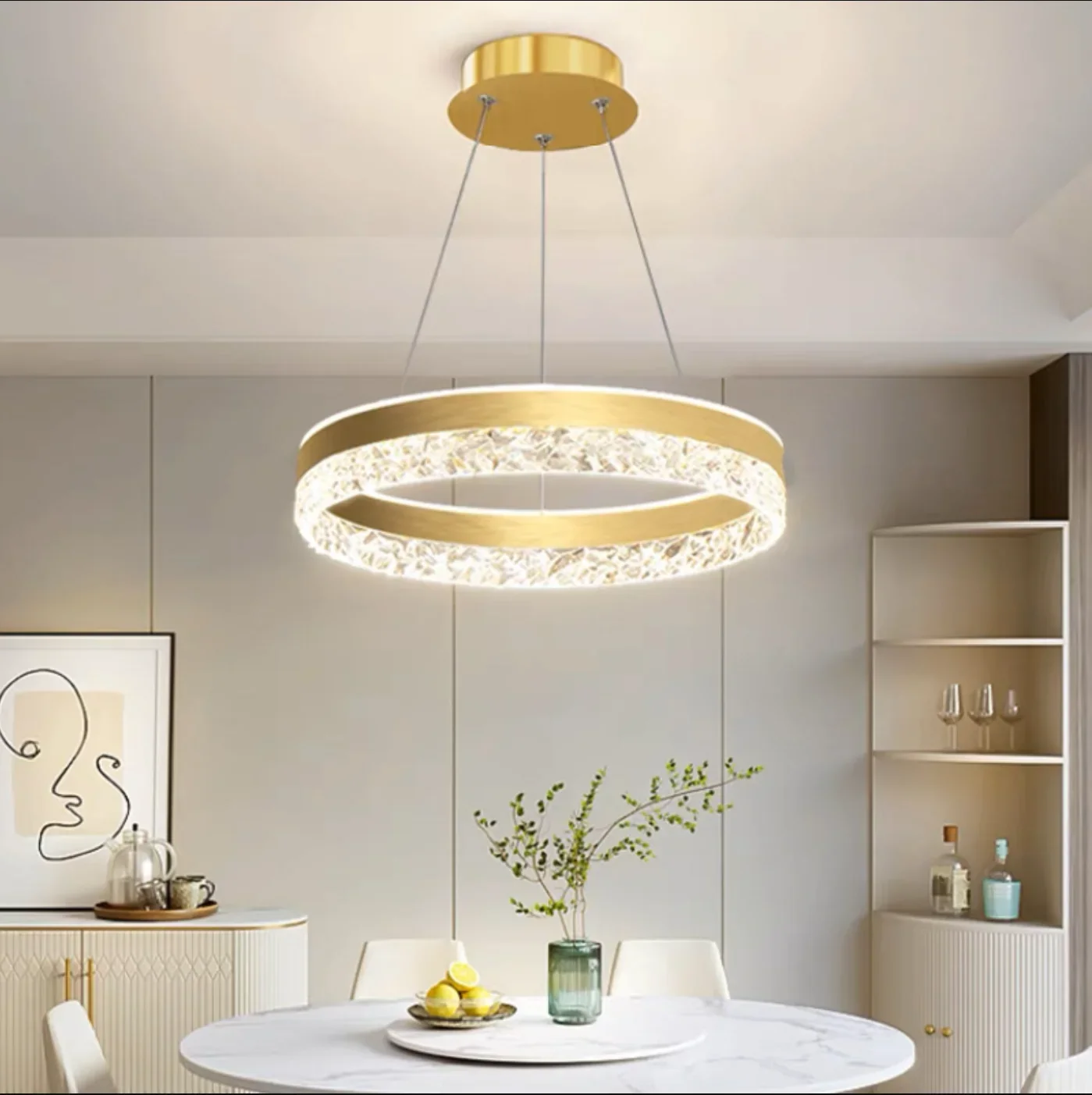 TRAZOS Modern Ceiling Lights Minimalist Design Pendant Lights Luxe Ring Chandelier Led Lamp for Bedroom Living Room Home Decor