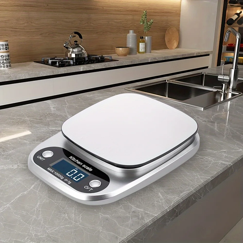 Balance de cuisine numérique, balance alimentaire 10 kg/22 lb avec précision de 1 g, plateforme en acier inoxydable, écran LCD rétroéclairé, balance électronique rechargeable pour la pâtisserie, la cuisine et la préparation des repas