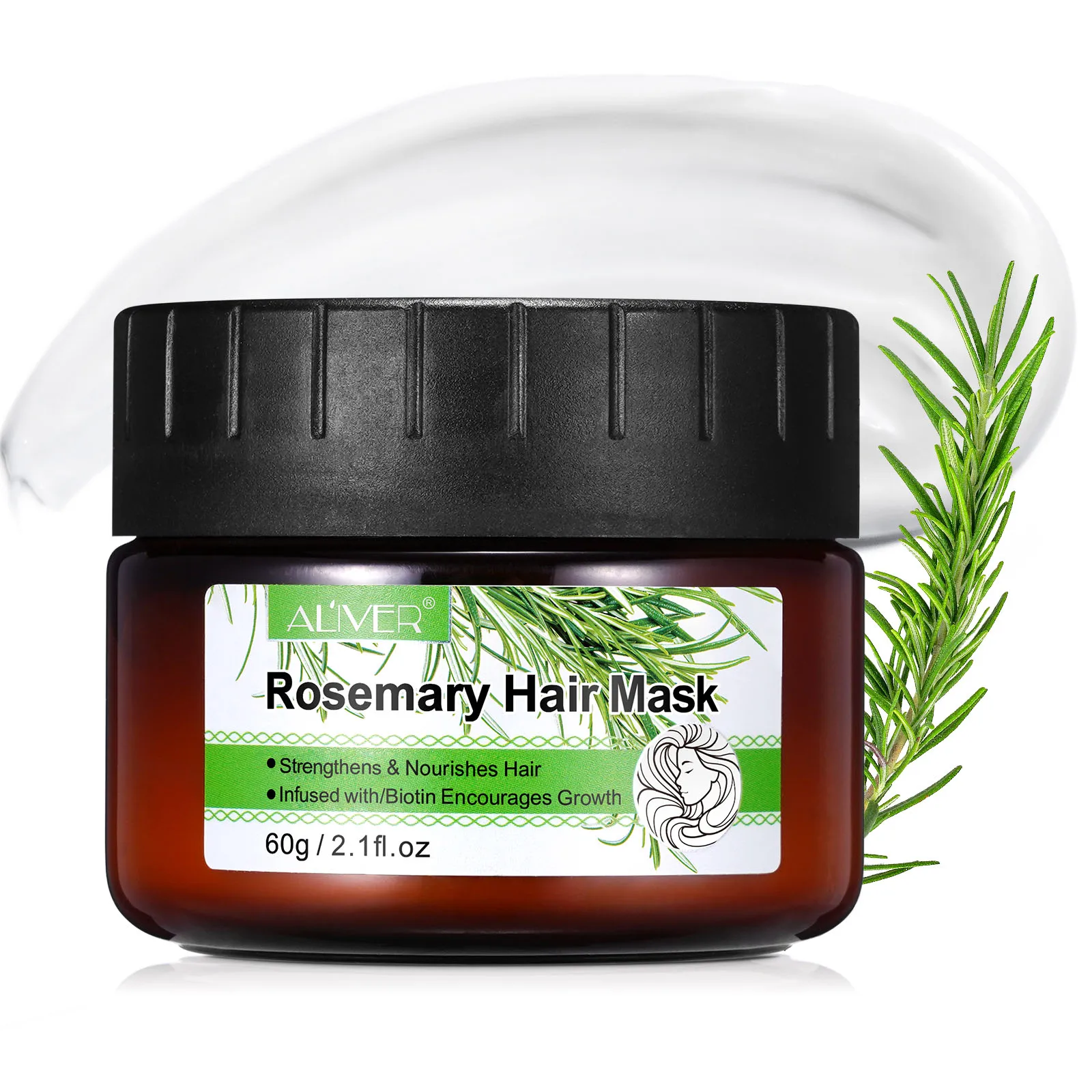 Rosemary Hair Mask Strengthens & Nourishes Hair Infused with Biotin Encourages Growth Deeply Moisturizing Penetrative Hair Mask