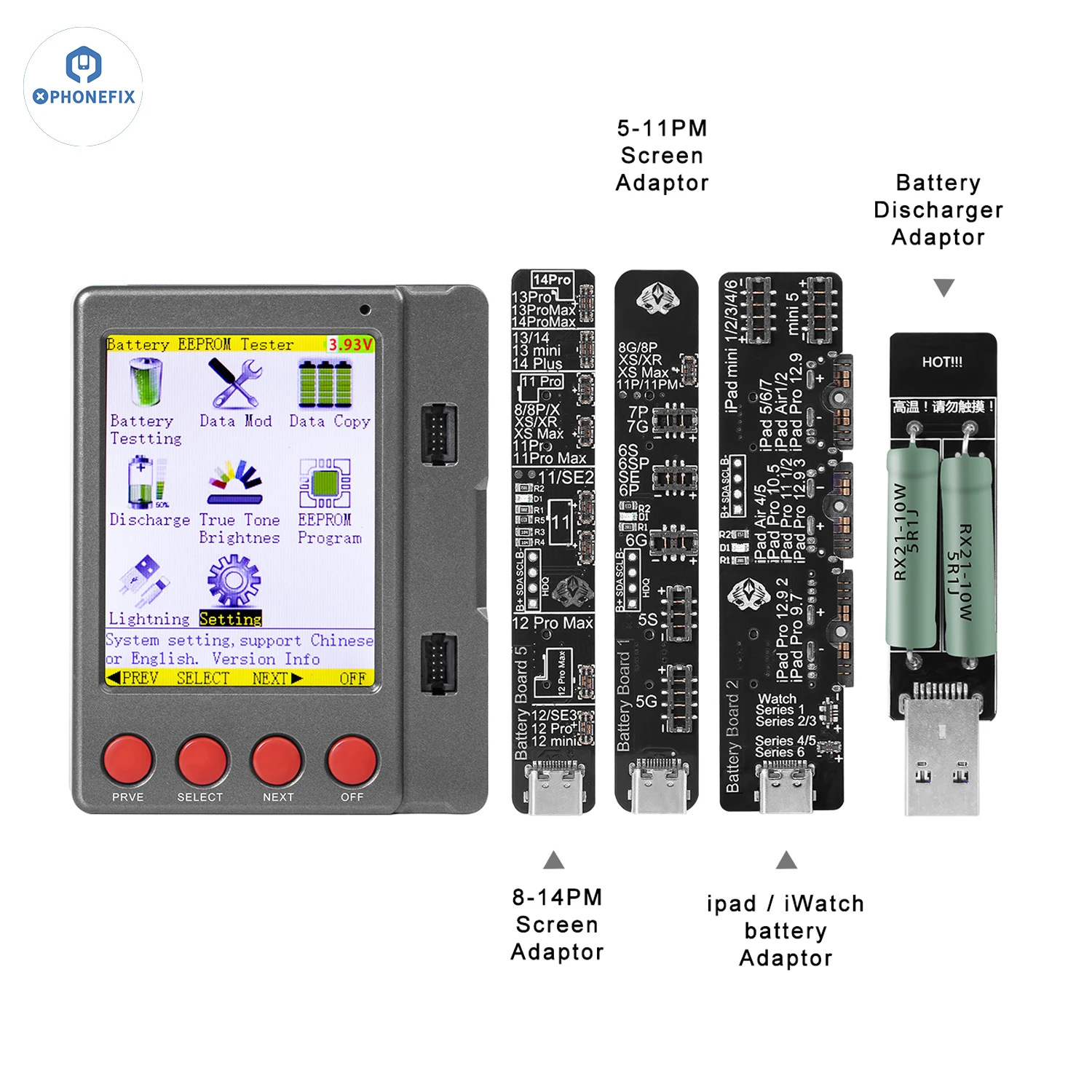 OSS W28 Pro V8 Screen Battery True Tone Repair Programmer per iPhone iPad Andorid Phone Battery Vibration EEProm Repair Tester