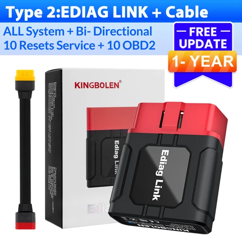 Универсальный двунаправленный диагностический сканер KINGBOLEN Ediag Link для автомобилей, 10 функций сброса, 1 год бесплатной поддержки, CANFD FCA