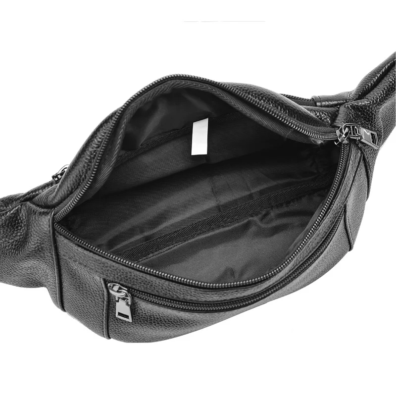 Fashion Men\'s Genuine Leather Waist Packs Casual Business High Capacity Shoulder Bag with Adjustable Straps for Men Gifts