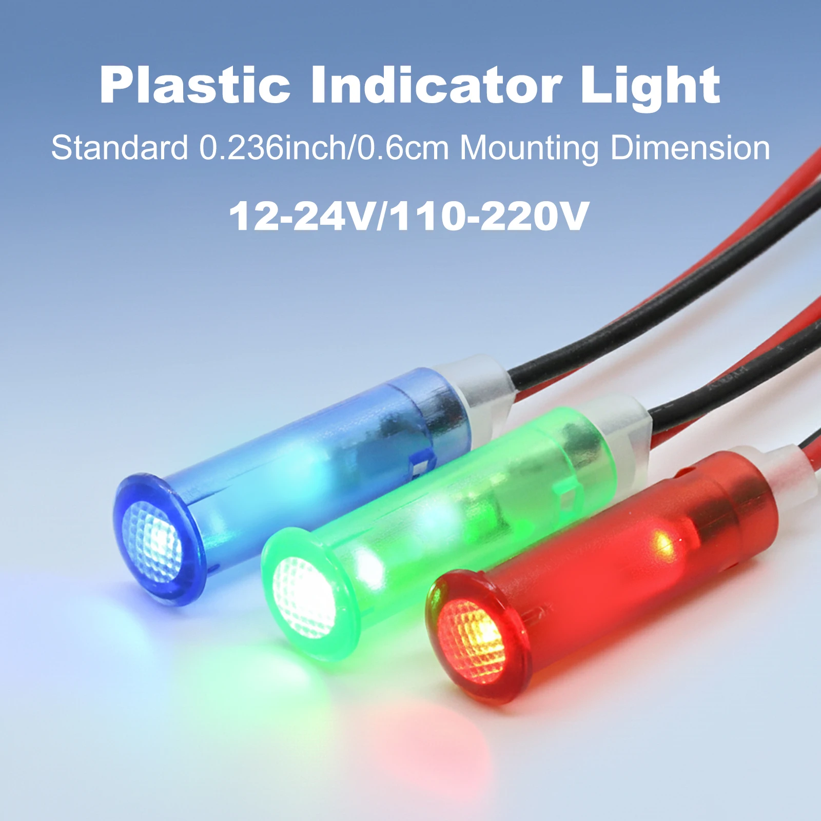 

FILN 6 шт. 6 мм индикаторная лампа легкий устойчивый к коррозии и изолированный провод 20 см для коммерческой кухни высокий красный зеленый