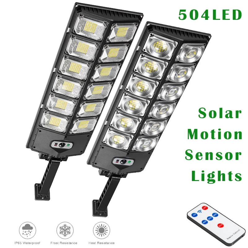 

Solar Motion Sensor Lights Outdoor 8000LM Super Bright 300W Waterproof Remote Control 504 LED Solar Powered Wall Lamp for Street