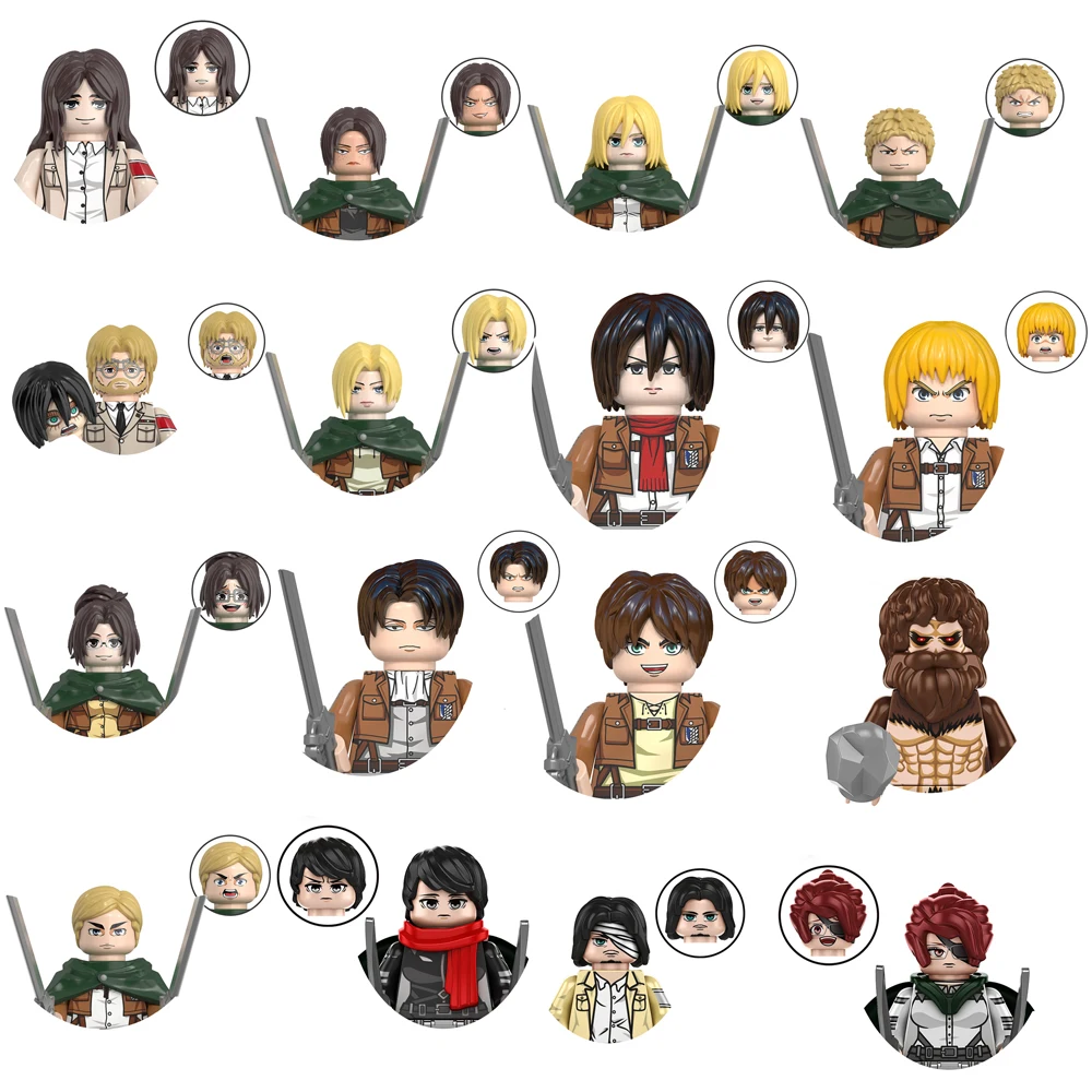 Anime Characters Building Blocks Attack On Titan Eren Jaeger Mikasa Action Figure Accessories Model Mini Bricks Toys For Kids