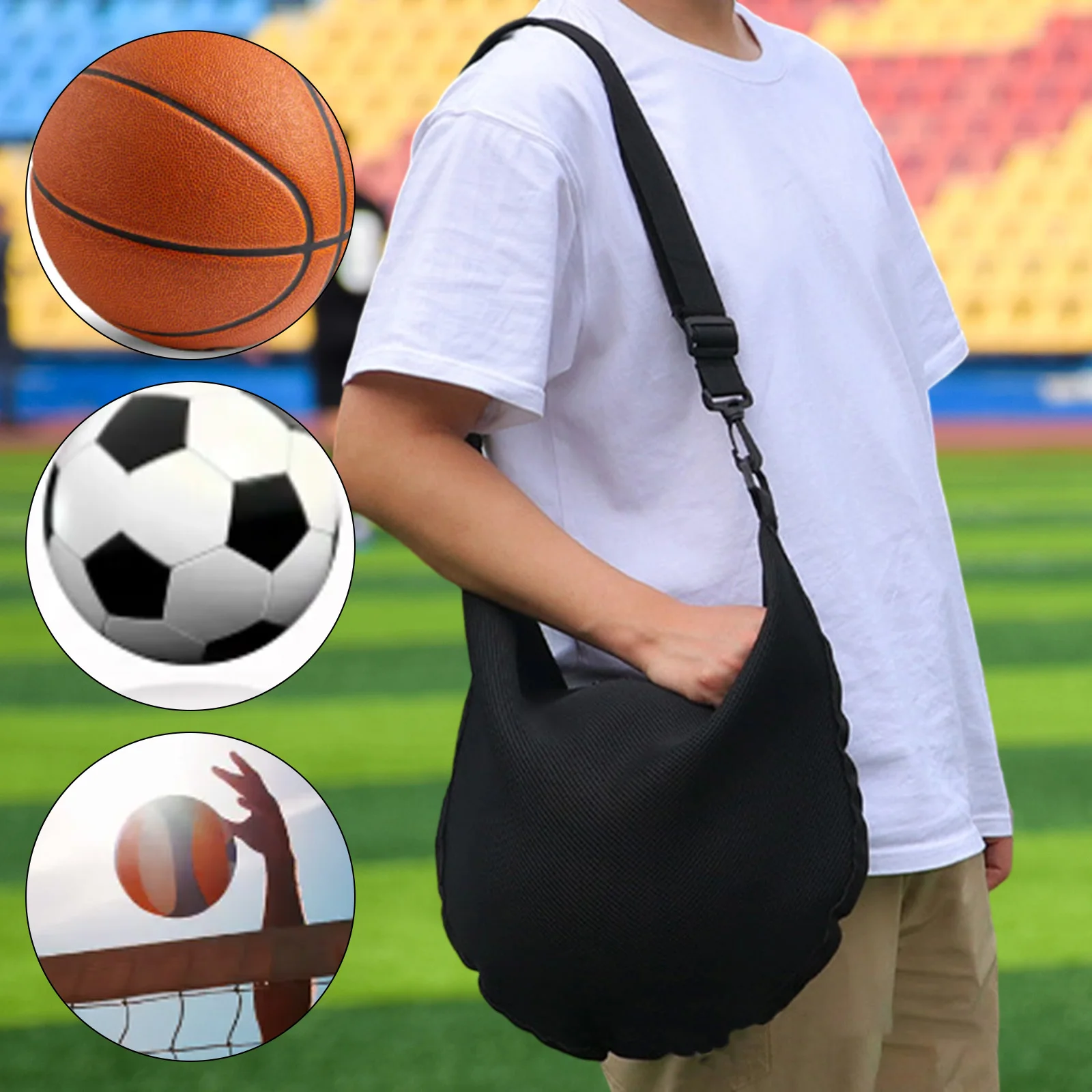 

Дышащий регулируемый плечевой ремень, внутренний карман для мелких предметов, легкая баскетбольная сумка, сумка для футбольного мяча, сумка для одного мяча