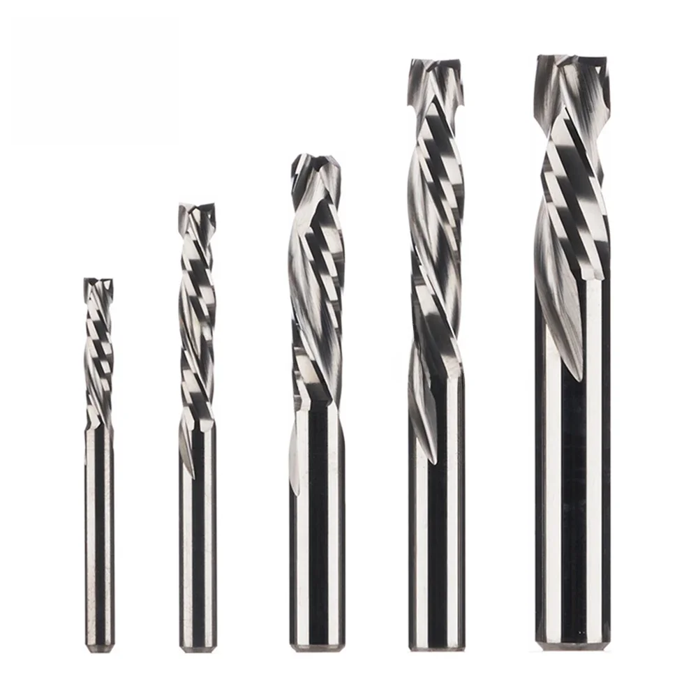 milling cutter woodwork UP & DOWN Cut 2 Flutes Spiral Carbide Milling Tool,  CNC Router, Compression Wood End Mill Cutter Bits