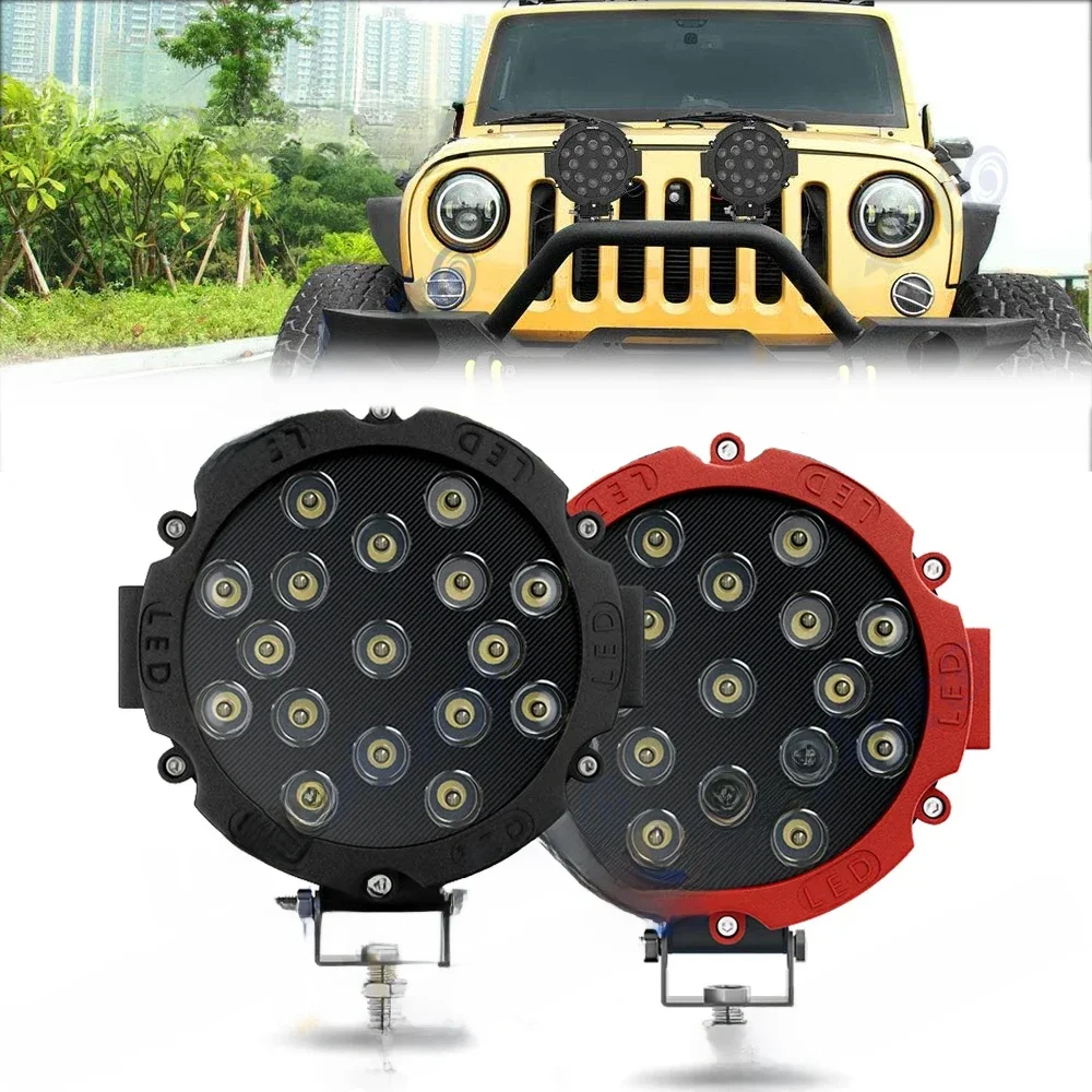 7 pouces 51W LED ronde tout-terrain lumières Spot conduite lumière Pod pare-chocs toit antibrouillard adapté pour bateau Jeep ATV SUV camion chasseur moteur