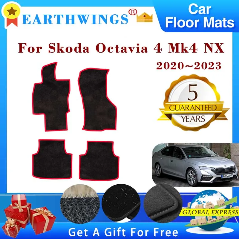 

For Skoda Octavia 4 Mk4 NX 2020 2021 2022 2023 Car Floor Mats Panel Footpads Carpets Cover Foot Pad Stickers Auto Accessories