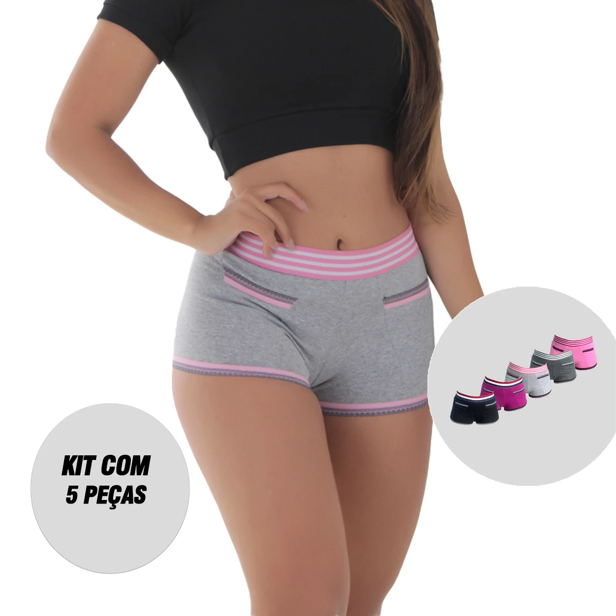 KIT 5 CALCINHA SHORT BANG BANG COTTON HAIT