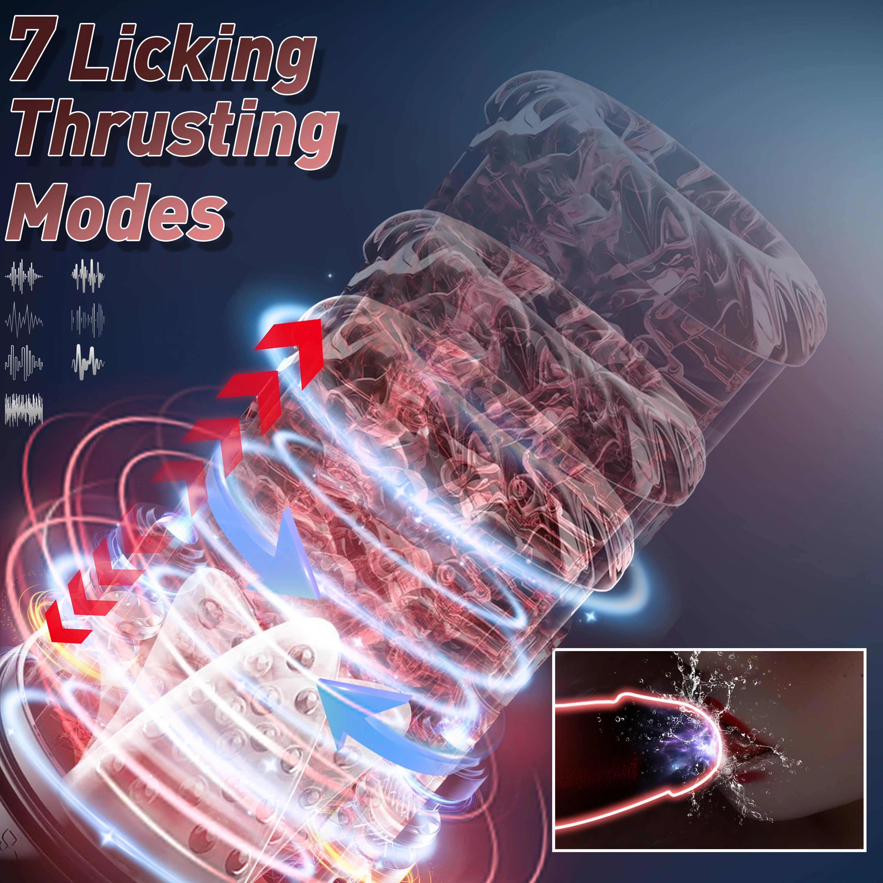 ألعاب الكبار 4 في 1 جهاز استمناء كهربائي للرجال يتميز بالاهتزاز والشفط واللعق وأوضاع الجة ألعاب جنسية #3