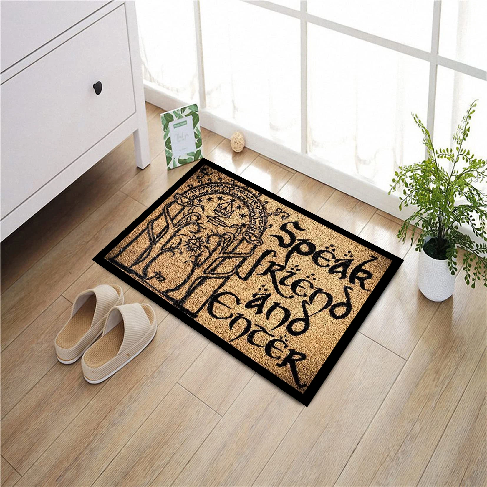 Speak Friend and Enter Funny Rubber Doormat, Non Slip Lord of the Rings Floor Mat, Indoor Porch, Patio, Holiday Rug, Home Decor