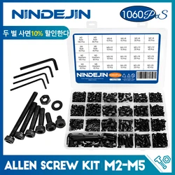 1060pcs M2 M3 M4 M5 ์ก๊ฐ ์์ผ ๋์ฌ ์ธํธ ํ์๊ฐ ํ๋ซ ๋ผ์ด๋ ์บก ํค๋ ๋์ฌ ๋ณผํธ ๋ฐ ๋ํธ ๊ตฌ์ ํคํธ (๋ณด๊ดํจ ํฌํจ)