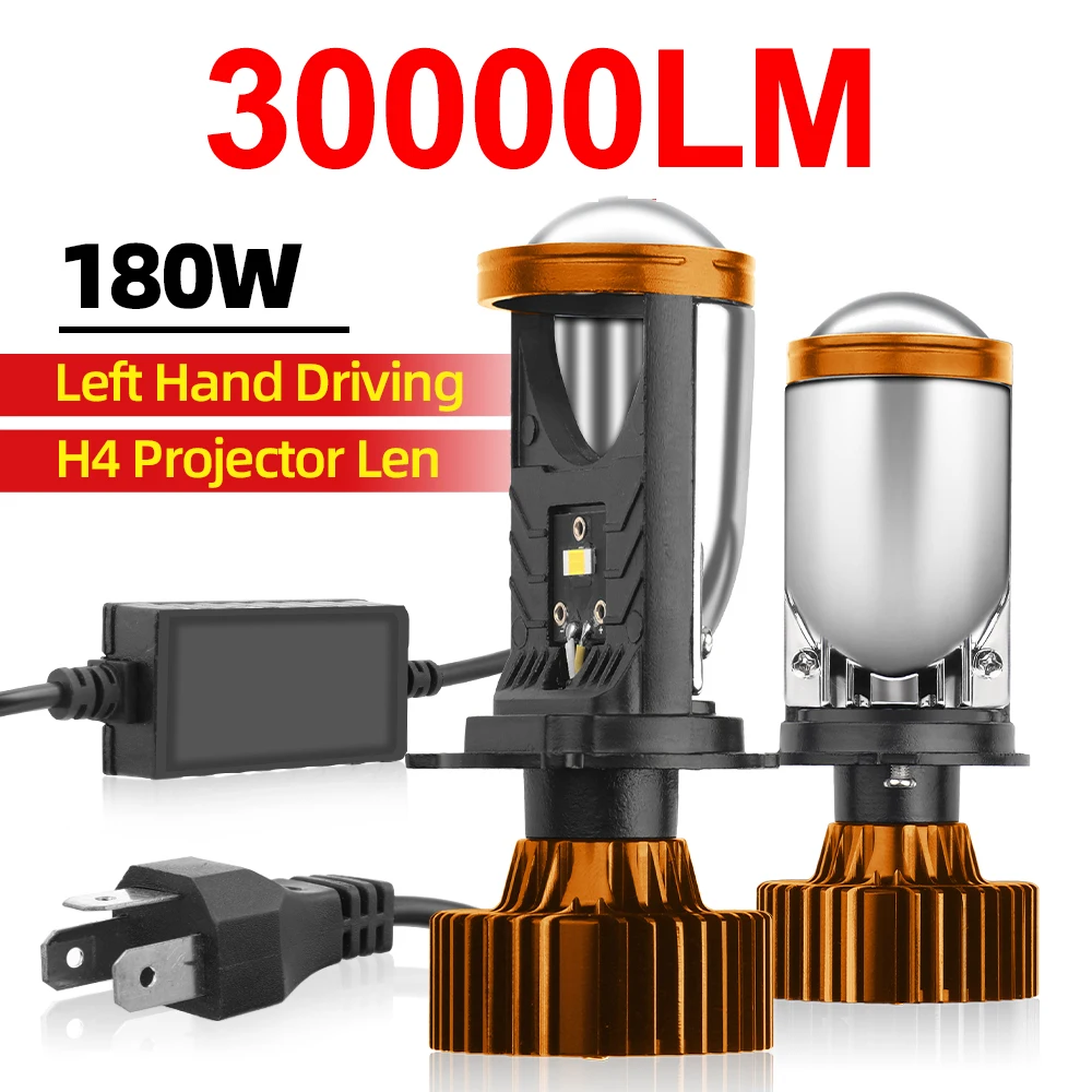 

Светодиодная фара, мини-объектив проектора Canbus Len, лампа накаливания, двигатель H4, дальний/ближний свет 6500K, белый для автомобилей и мотоциклов, 12-24 В постоянного тока