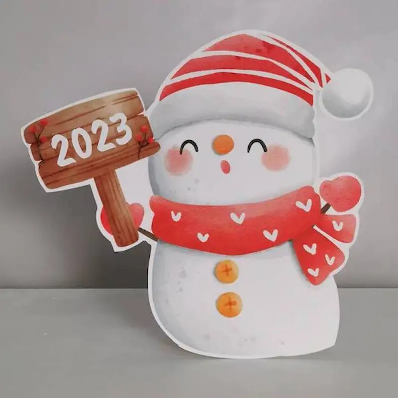 Christmas Personalized Snow Man Foam-board Cutout Standee with Cardboard Stand, Noel Concept Party Supplies , Happy New Year