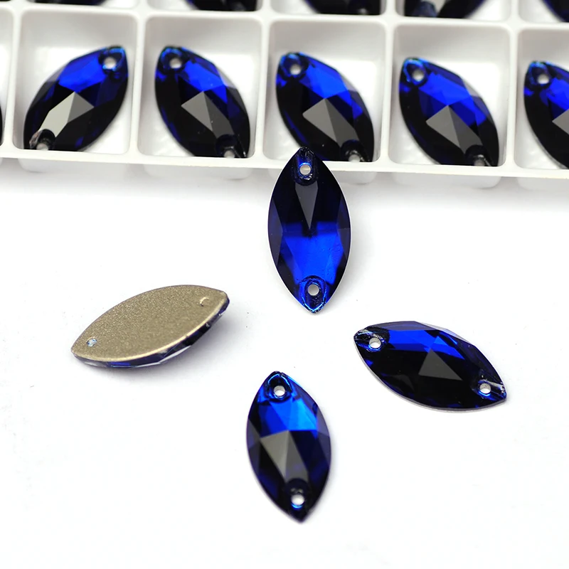 YANRUO 3223 All Sizes Cobalt Horse Eyes Glass Strass Flat Back Crystal Sewing Rhinestones For Clothing Decorations