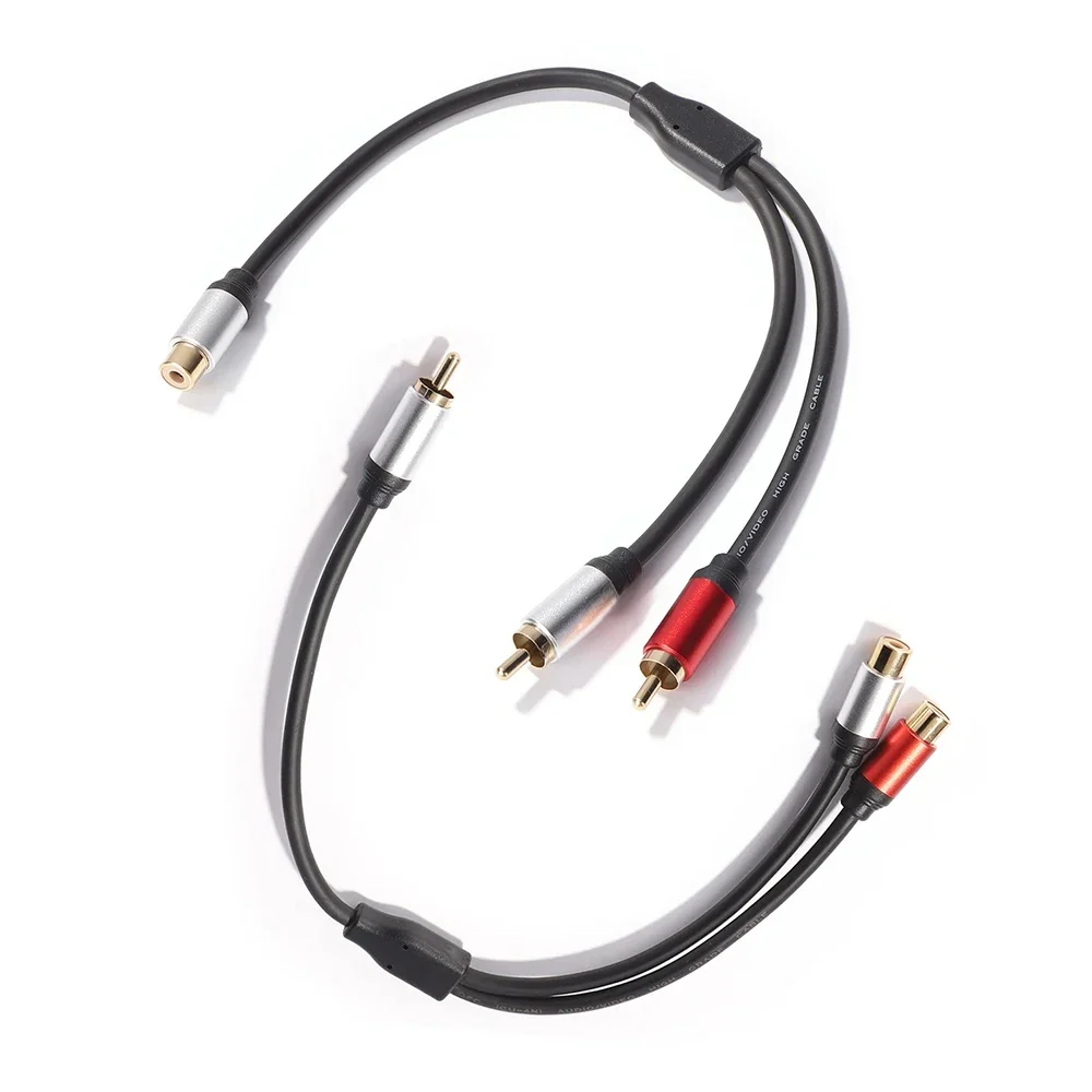 0.3M pozłacane RCA 1 do 2 Jack Y przedłużacz przejściówka rozgałęziająca kabel Audio dla TV odtwarzacz DVD wzmacniacz subwoofera głośnik — zdjęcie produktu 7