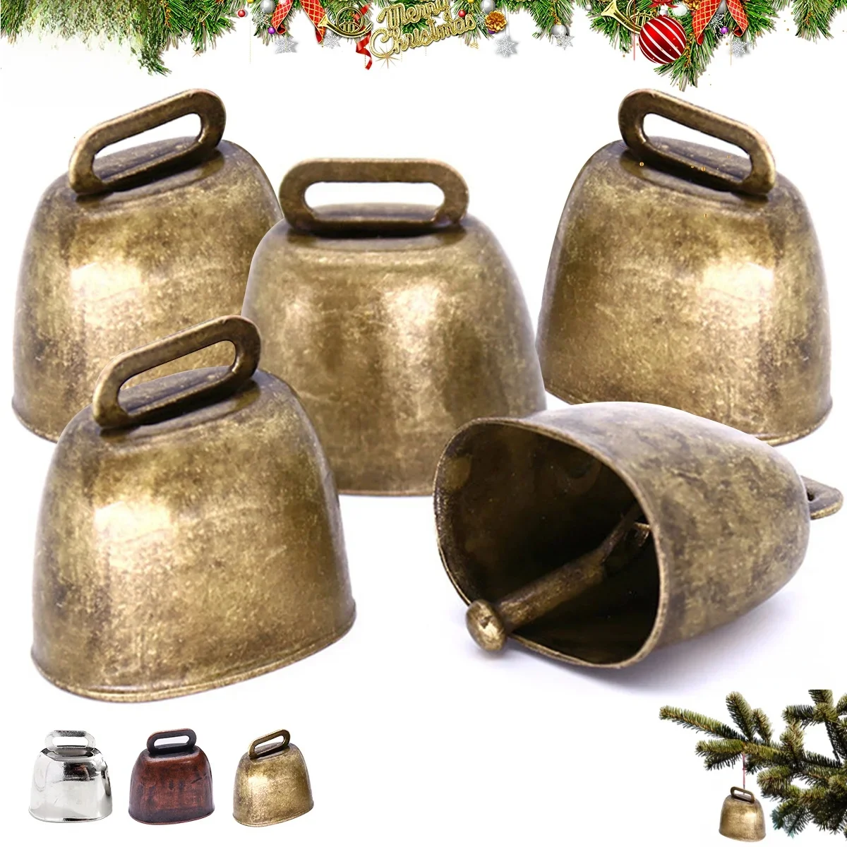 Leeseph-Ornements de cloche de Noël, cloche en métal rustique, vacances, parfait pour ajouter un charme vintage et festif à votre Noël