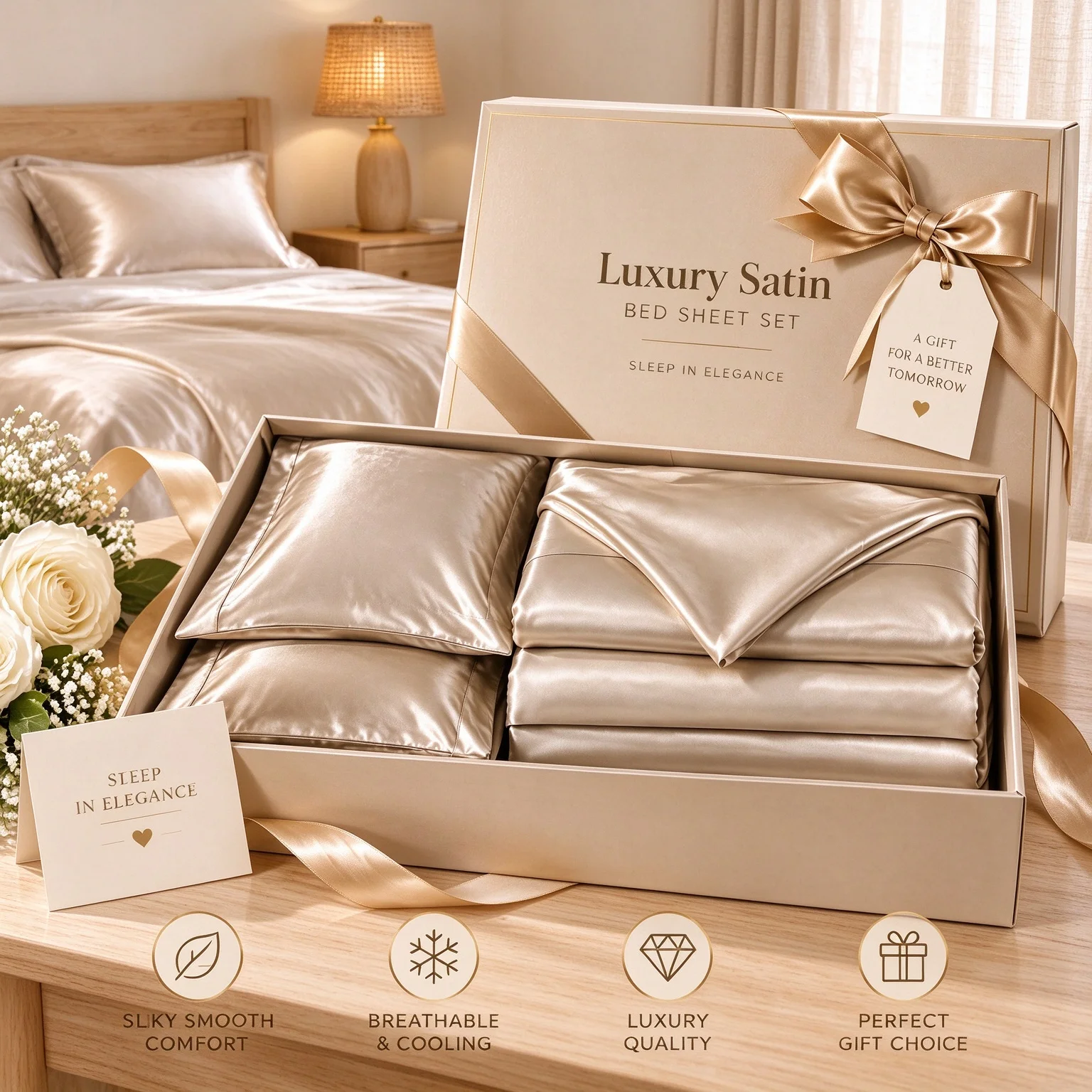 -Piece Home Textile Bundle, Soft Silky Gentle Touch, Elastic Corner Fasteners, 14 Inch Deep Pocket Build, 1 Base Cover,1 Top Cover & 2 Pillow Cases, Multi Sizes Twin Full Queen King