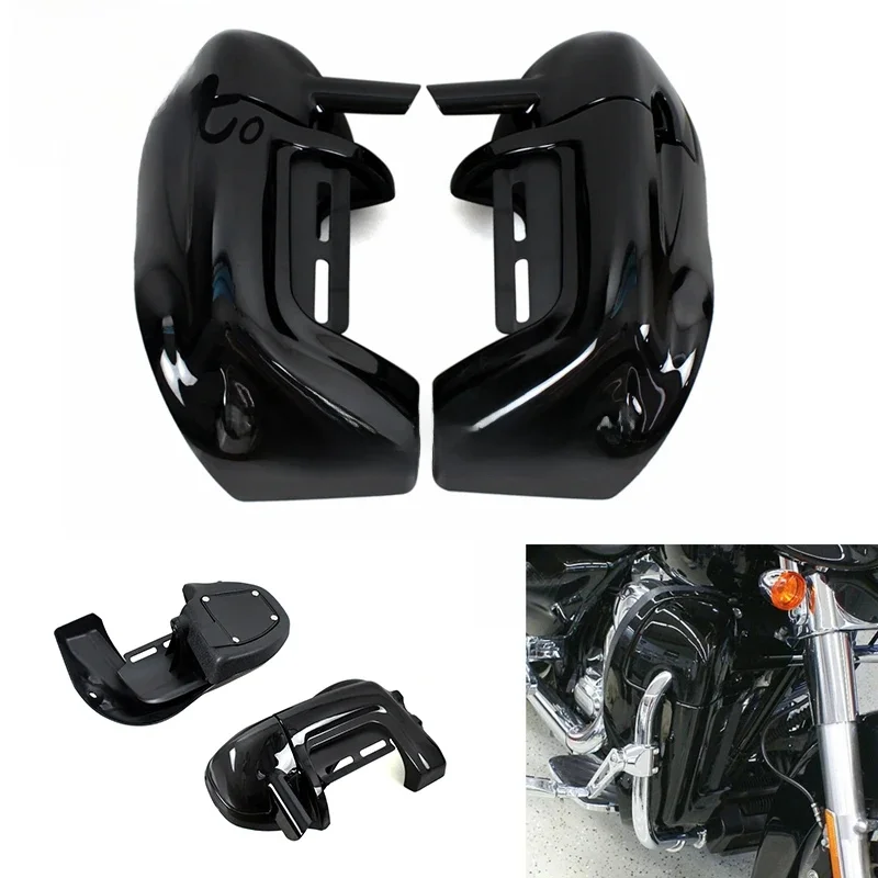 ABS Motocyklowy błyszczący czarny dolny wentylowany schowek na nogę do Harley Touring Road King Street Glide FLT FLHT FLHRC 1983-2012 — zdjęcie 2