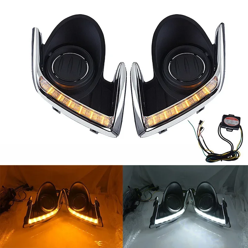 Światła przeciwmgielne LED DRL do Mitsubishi Attrage Mirage G4 2012-2017 Biało-żółte światła przeciwmgielne do jazdy dziennej Kierunkowskaz Akcesoria samochodowe — zdjęcie 2