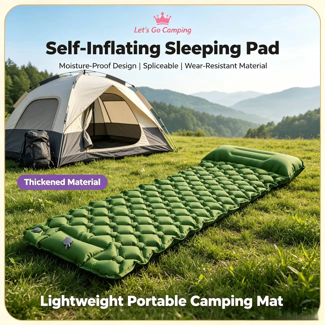 Camping Cot Foldable - 60-second Quick-inflation Portable Foldable Inflatable Sleeping