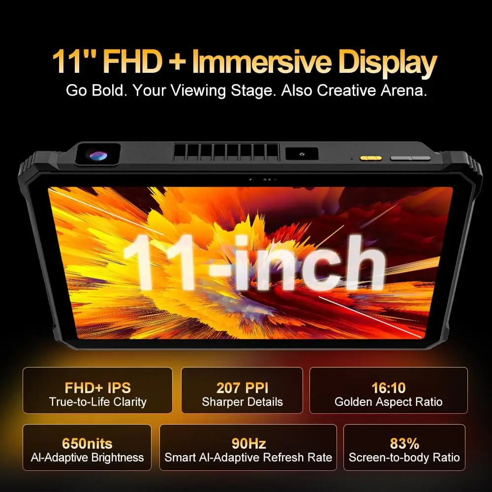 Tablet Proyector Blackview Active 12 PRO 5G, Tablet Resistente con Android 15, Batería de 30000 mAh, Pantalla de 11'', 36 GB 256 GB, Tablets para Exteriores