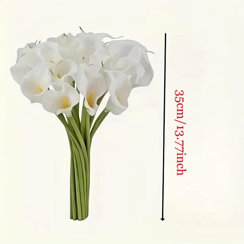10 Stück Realistische Calla-Lilien Künstliche Blumen, PU-Touch Blumenstrauß, Ideal für Vatertag und Sommer-Arrangements – Detail 4