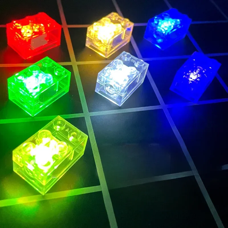 Bloc de construction lumière LED rectangulaire 2x3 bloc de construction lumière 7 couleurs lumière transparente