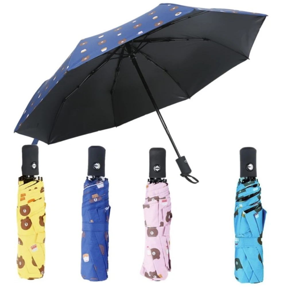 Full automatic UV baby bear 3-stage automatic umbrella SH083 character 3-stage umbrella group gift sunscreen summer face sunshade sunshade