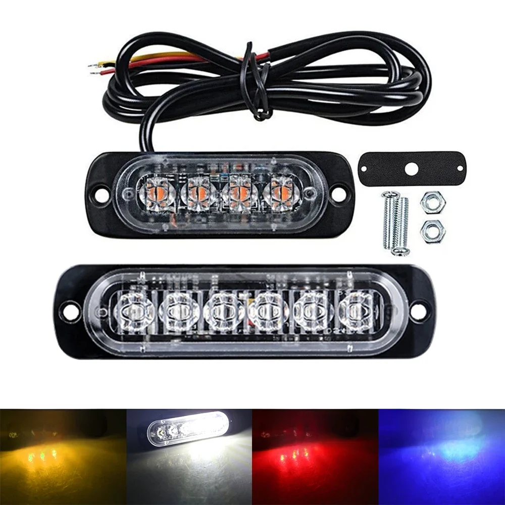 6LED voyant d'avertissement LED feux de remorque feux d'indicateur latéral de camion calandre de voiture malfonction barre lumineuse SUV moto navires balise