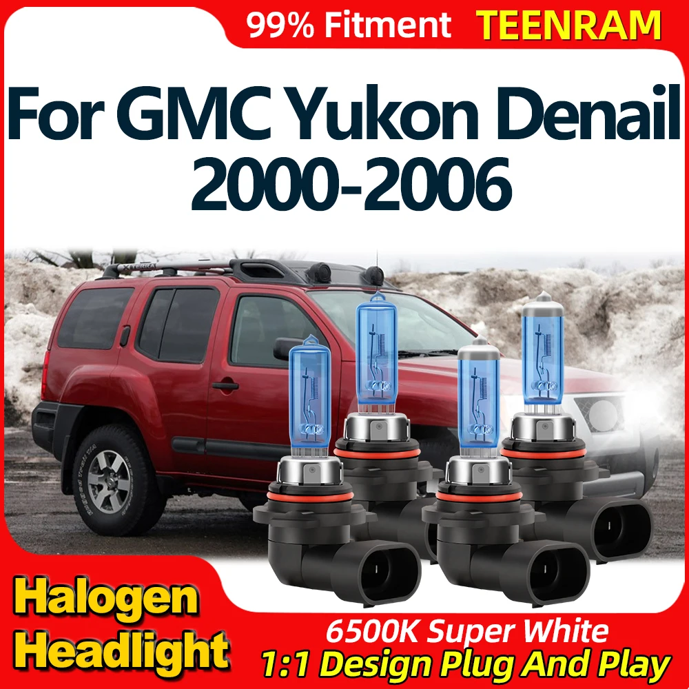 

200W Super White Halogen Lights Bulbs 24000LM High Power Car Headlights 6500K For GMC Yukon Denail 2000-2002 2003 2004 2005 2006