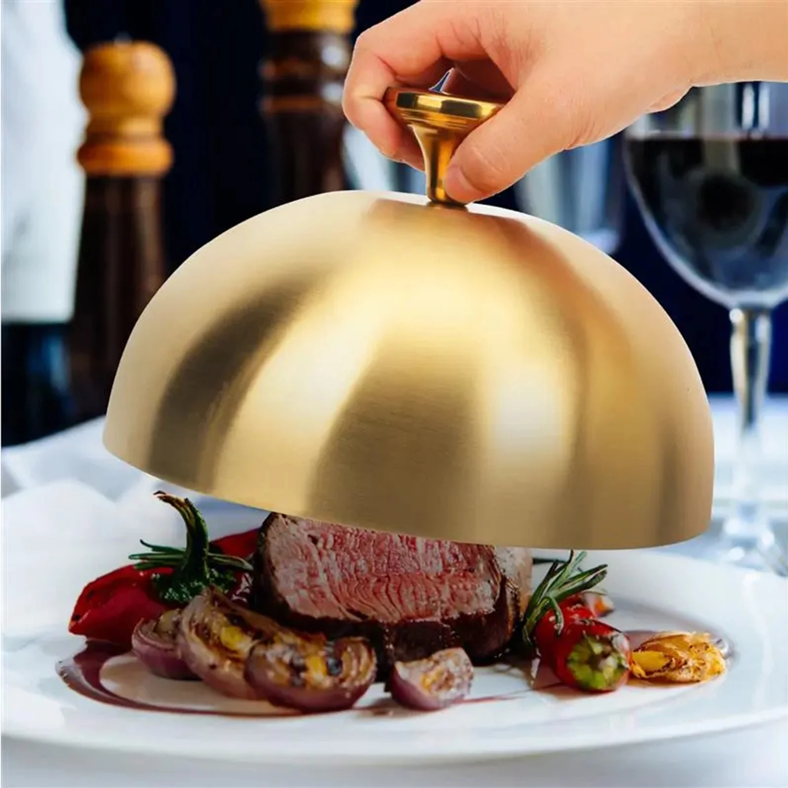 

Stainless Steel Food Burger Plate Cover Cheese Melting Dome Griddle Cover for Sandwiches Picnic Restaurant Kitchen Supplies