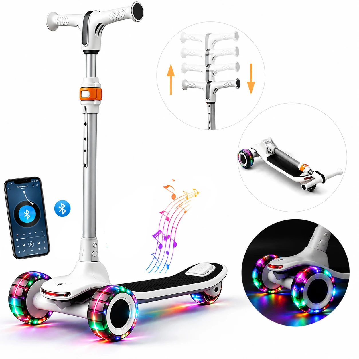 Cityroller Scooter Kinderroller Tretroller Kinderroller Dreiradscooter LED-Räder bis 70 kg,roller kinder,kinder roller,Höhenverstellbar,Hinterradbremse