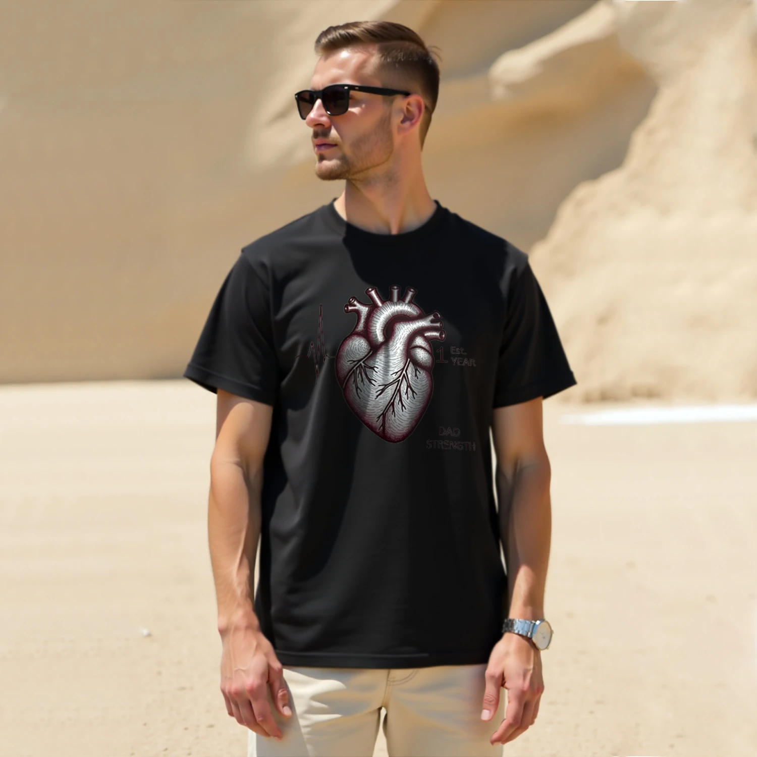 Camiseta Vintage lavada para hombre, camisa de manga corta con estampado de corazón, estilo Harajuku clásico, 250G de algodón, cuello redondo, verano, 2024