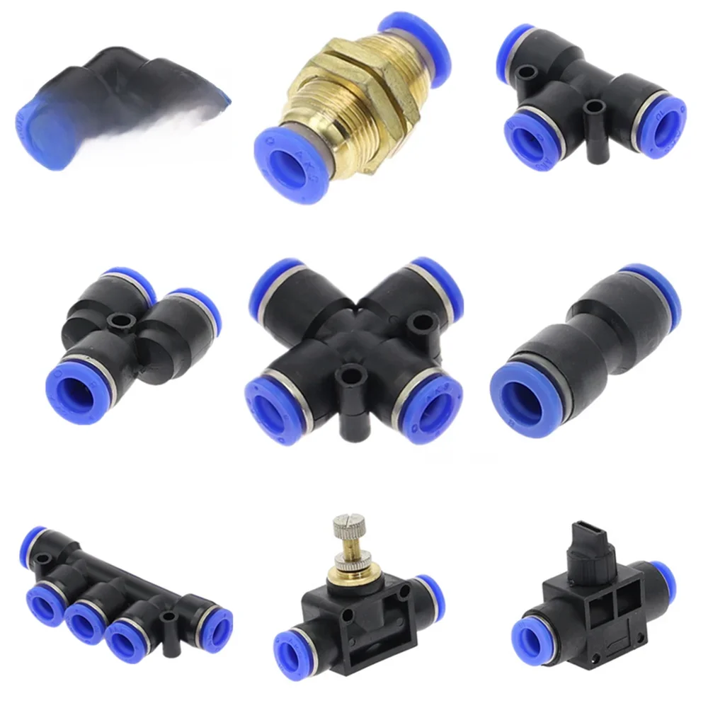 Raccord de tube pneumatique, raccords de connecteur, tuyau d'eau rapide, tuyau enfichable, raccord rapide, PU, PY, PK, 4mm, 6mm, 8mm, 10mm, 12mm