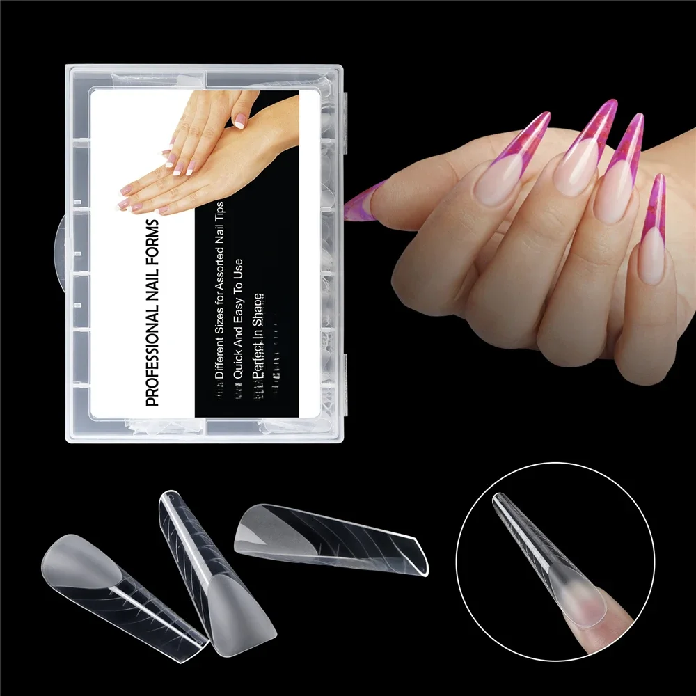 120 stücke matte Nagel Dual-Formen für Poly Nagel Gel Clear Top Formen für Solid Builder Nagel Gel