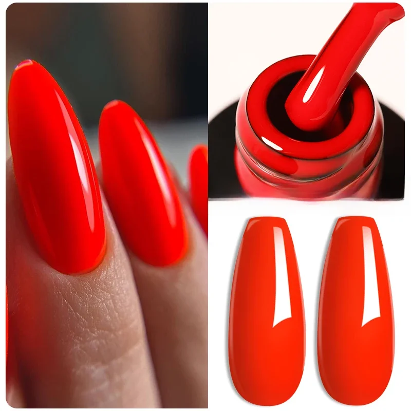 LILYCUTE vernis à ongles Gel Fluorescent Orange rouge néon couleur vive série d'été tremper pour manucure Nail Art vernis Gel UV