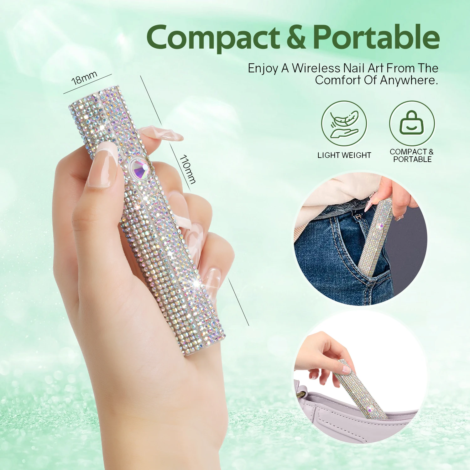 Handheld UV Nail Lamp Professional UV Light For Gel Nails Portable Mini Nail Light For Fast Curing Gel Nail Polish Home DIY Used