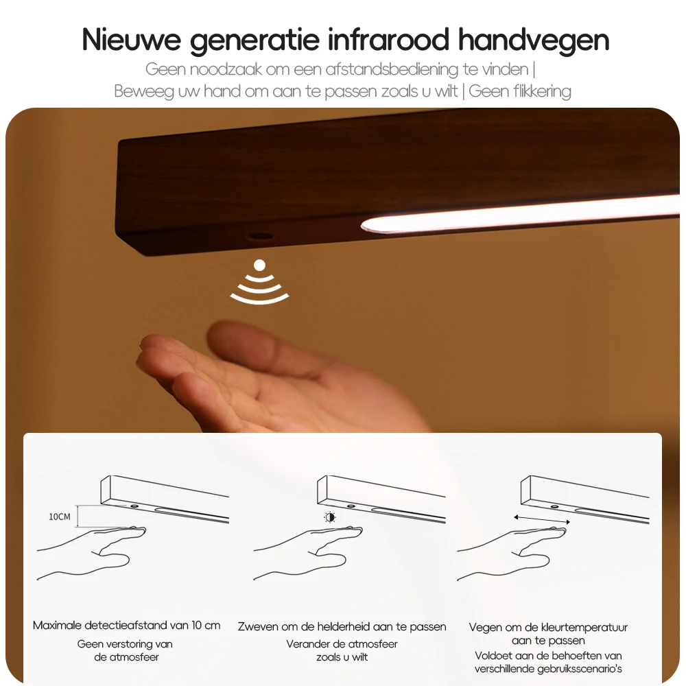 Houten hanglampen LED Hand Sweep Smart Sensor hanglampen LED Hand Scan Hanglampen voor Keuken Eiland Eetkamer Woonkamer