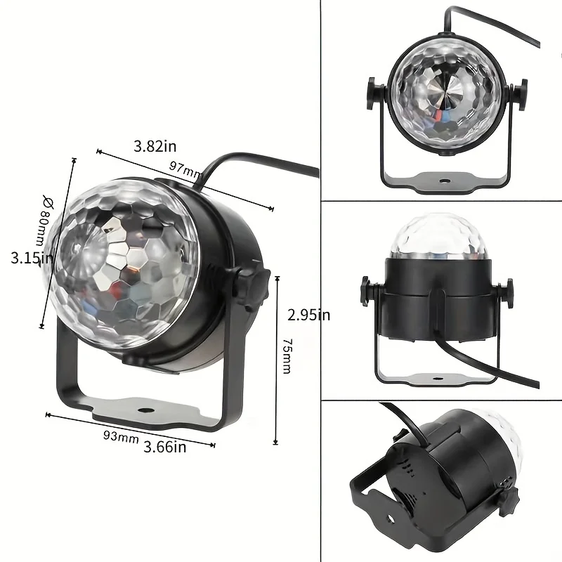 Mini Magic Ball Sound Control Led Lighting, Disco Party Ball Lights, Sound Activated Party Lights with Remote Control 7 Color