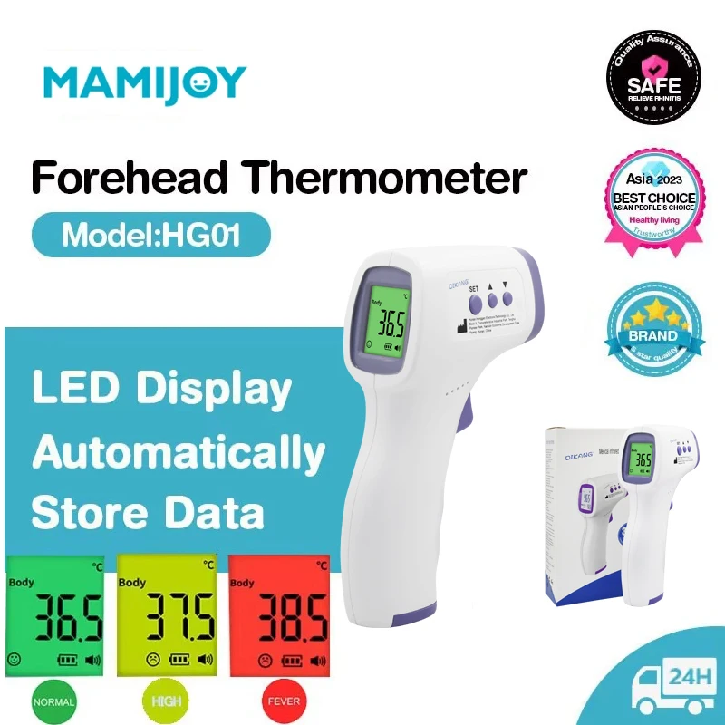 

MAMIJOY LCD Forehead hermometer Non Contact Infrared Medical Thermometer Body Temperature Fever Measure Tool For Baby Adult HG01