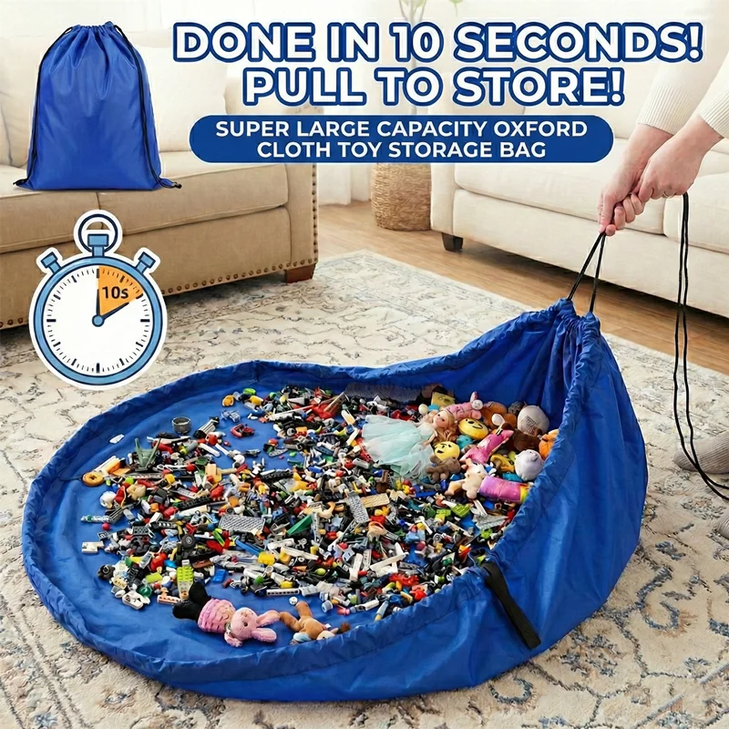 1Pc Multifunctional Kids Storage Bag,Foldable Building Blocks Play Mat,Portable Waterproof Toy Organizer,Multi-use Travel Pouch