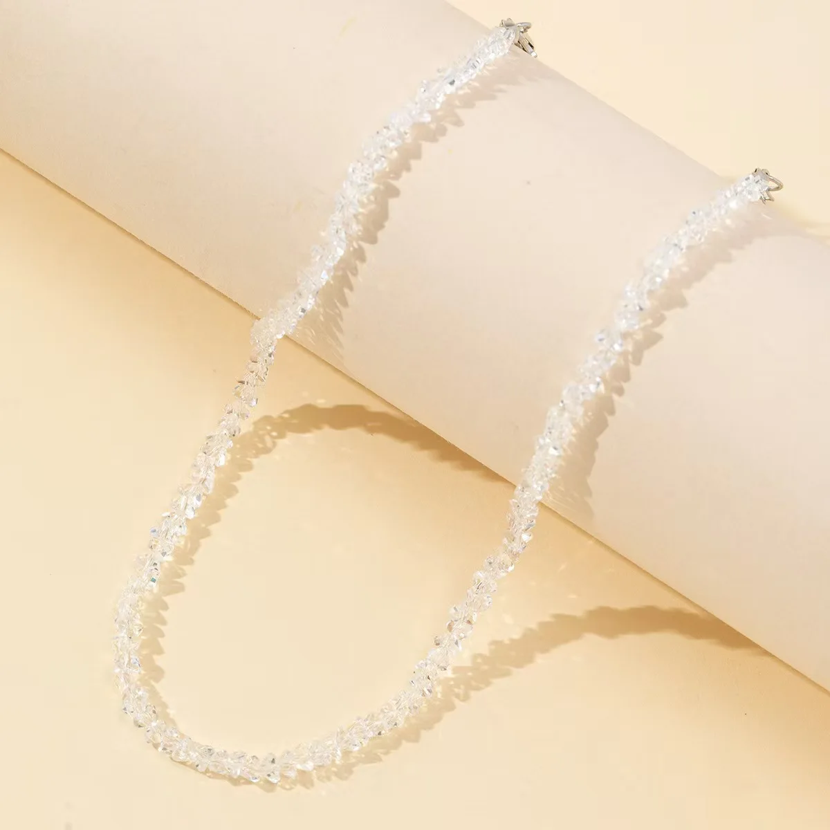 Fashion Women Jewelry Tetrahedron Triangle Crystal Glass 4mm Charms Necklaces Niche Clavicle Chocker For Women Party image 2